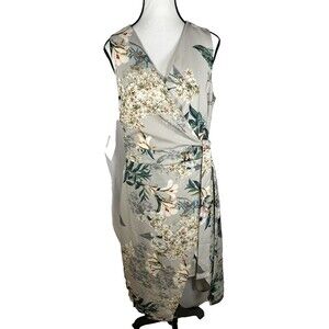 A.B.S Collection Womens Floral Leaves Print Tie Close Wrap Style Dress Size 8